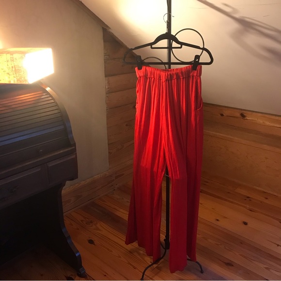 Zara Trafaluc Red Flowy Wide Leg Pants, EUC, S - Picture 2 of 12